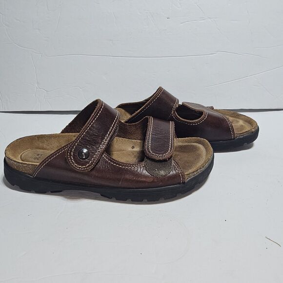 Naot Kate Brown Leathet Slide Wedge Sandals Size 39/ US 8 - Picture 9 of 10